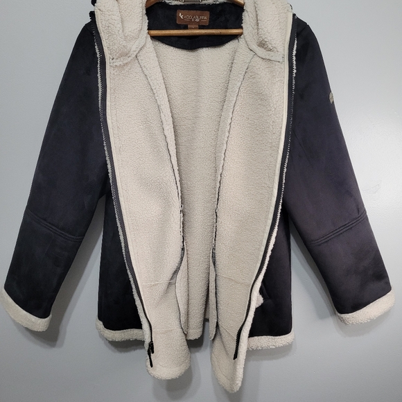 Koolaburra by UGG Faux Shearling Coat with Trim Black Size L - Picture 10 of 16